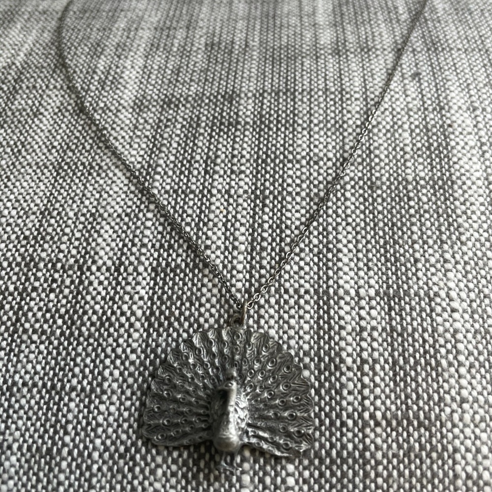 Silver peacock necklace costume